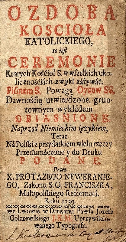 Ozdoba koscioła katolickiego to iest ceremonie